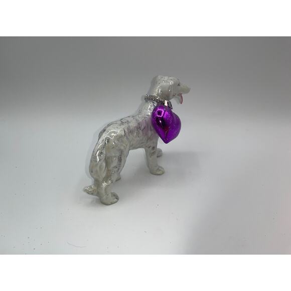 Vintage Valentine's Day Iridescent Dog Pink Tongue Diamond Heart Bow Collar OOAK - Picture 12 of 16